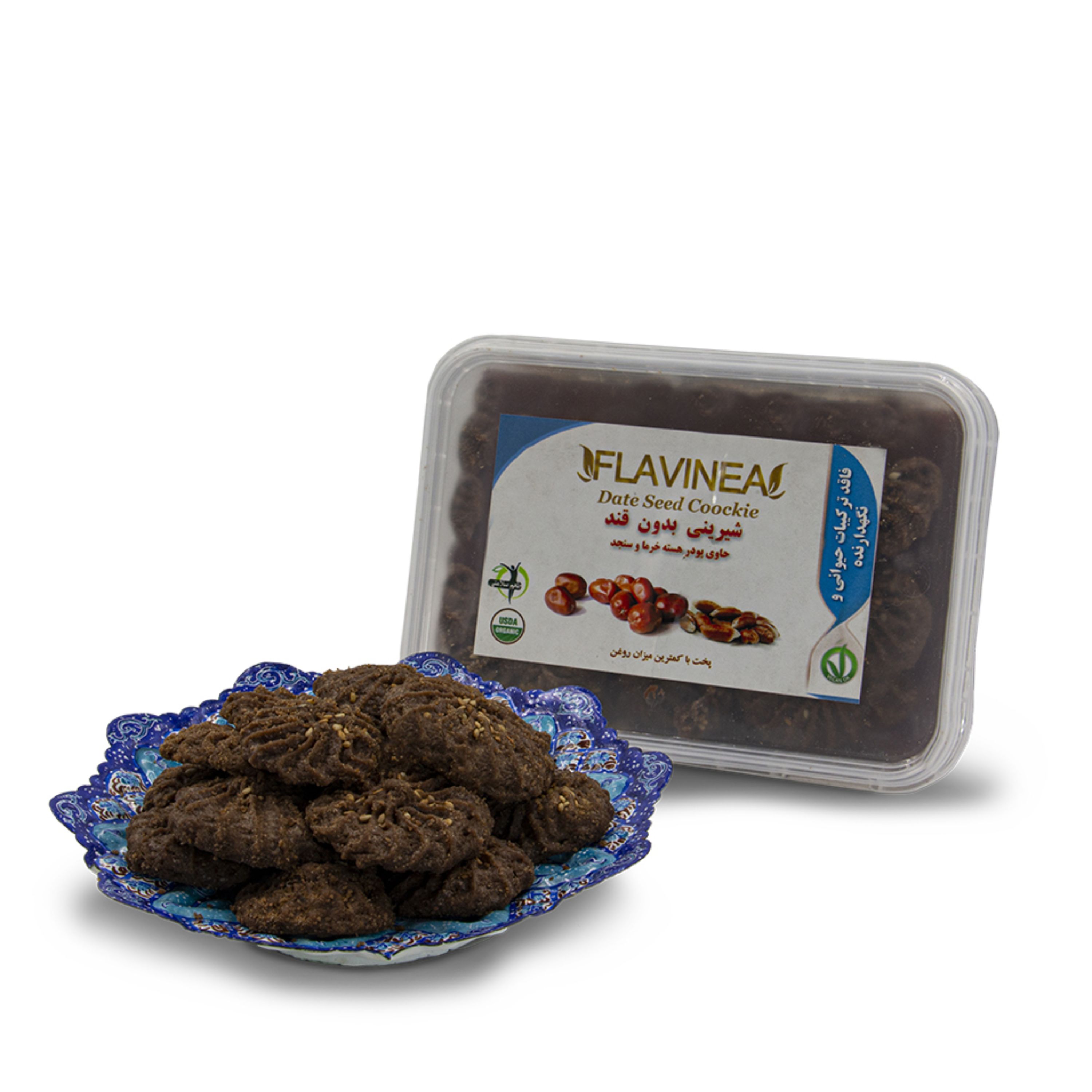 شیرینی رژیمی حاوی پودر هسته خرما فلاوینا 130 گرمی