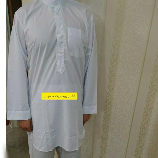 پیراهن پاکستانی سفید  (جنس پارچه تترون بروجرد) 