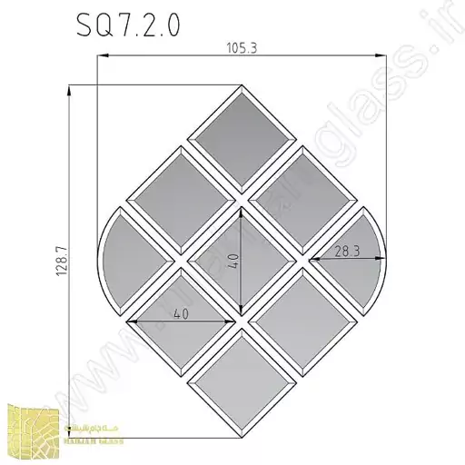 آینه آسان نصب مسی مدل نگین کدSQ0702