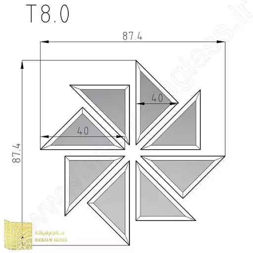 آینه آسان نصب مسی مدل فرفره کدT08