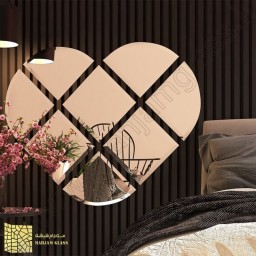 آینه آسان نصب طلایی مدل قلب کد SQ0305