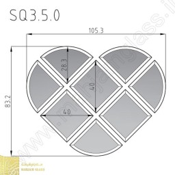 آینه آسان نصب طلایی مدل قلب کد SQ0305