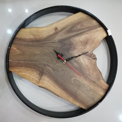 ساعت چوب گردو دور فلزی دستساز