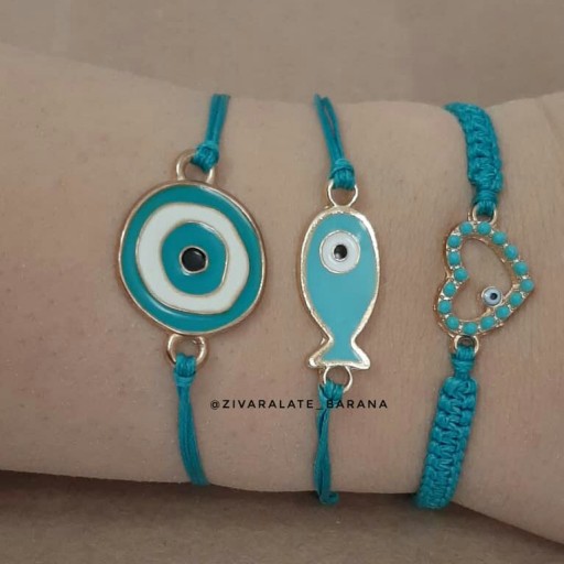 دستبند سه تایی آبی به رنگ دریا
