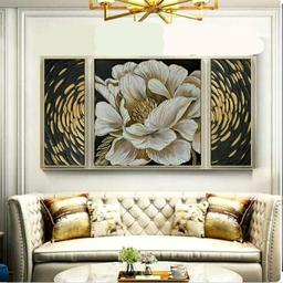 تابلو نقاشی مدرن گل برجسته سه تکه گالری هنر خلاق  ورقطلا 