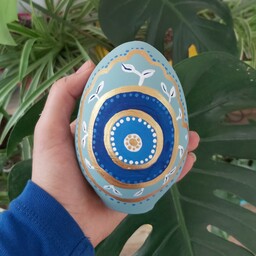 تخم شترمرغ 12سانتی رنگ شده با رنگ اکریلیک قابل شستشو با دستمال نرم