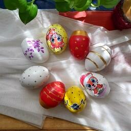 تخم مرغ 8سانتی  رنگ شده با رنگ اکریلیک قابل شستشو با دستمال نرم