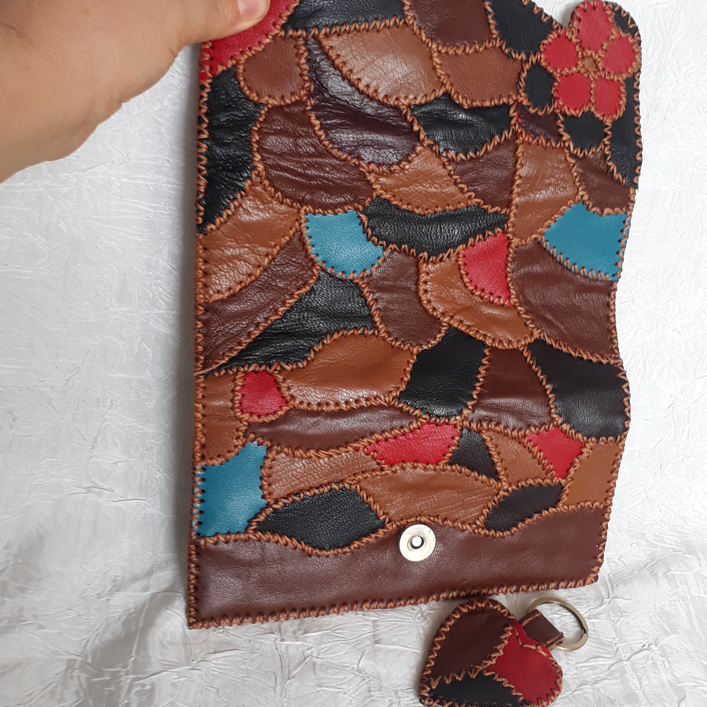 ست کیف چرم طبیعی (بزی) چهل تکه ،کاملا دست دوز