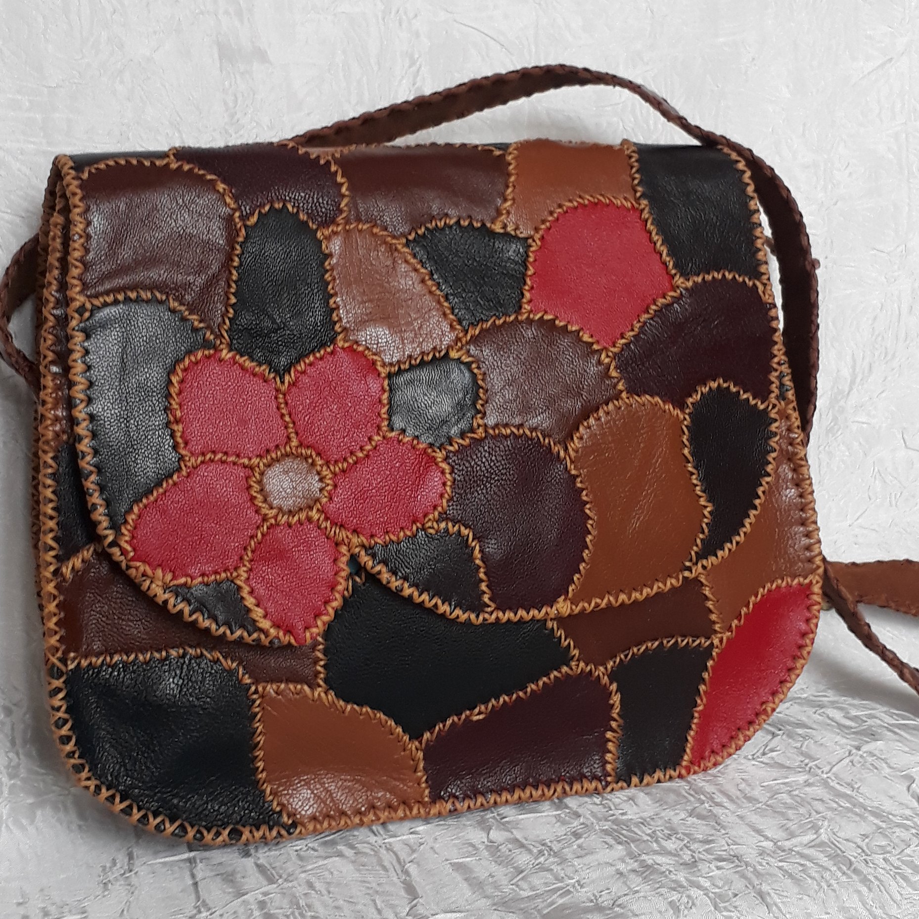 ست کیف چرم طبیعی (بزی) چهل تکه ،کاملا دست دوز