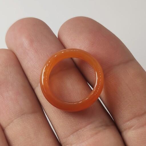 حلقه یا انگشتر سنگ عقیق نارنجی معدنی و طبیعی