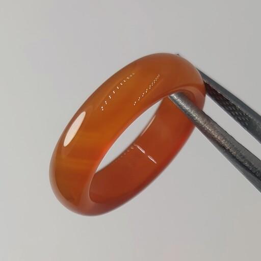 حلقه یا انگشتر سنگ عقیق نارنجی معدنی و طبیعی