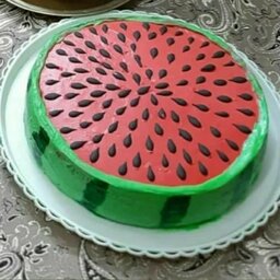 کیک هندوانه یلدای (کیک خامه ای خانگی) در وزن یک کیلو یی
