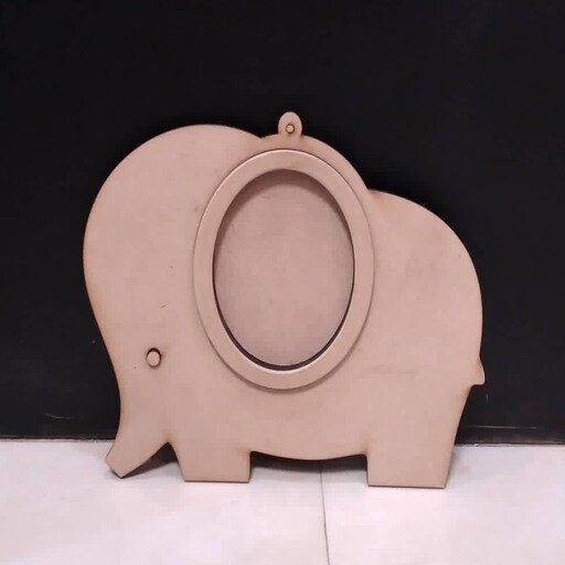 قاب عکس فیل چوبی خام و بدون رنگ  مناسب سیسمونی و اتاق کودک رنگاچوب