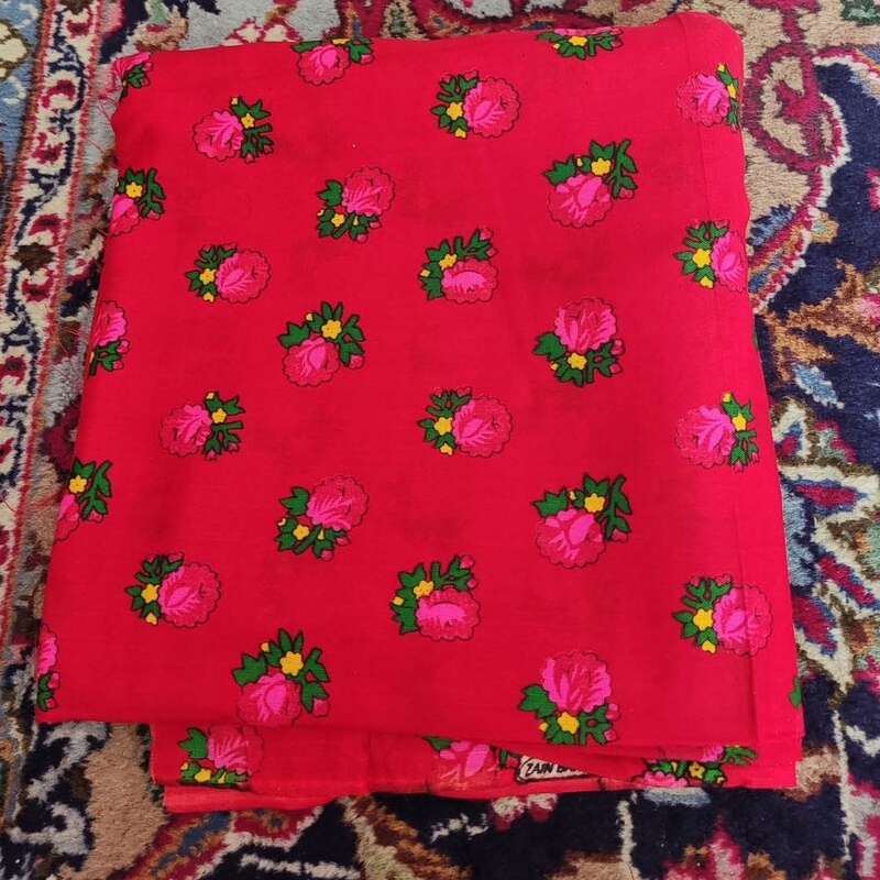 شال موهر پاکستانی گل رز ریز رنگ قرمز جگری