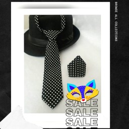 کراوات مشکی با خال های سفید