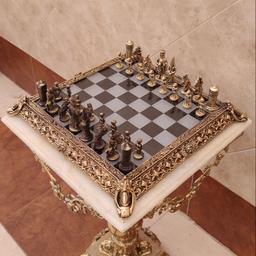 شطرنج رومیزی برنزی مدل پر کار قلم کاری اعلا سنگین کد 5918( بدون میز )