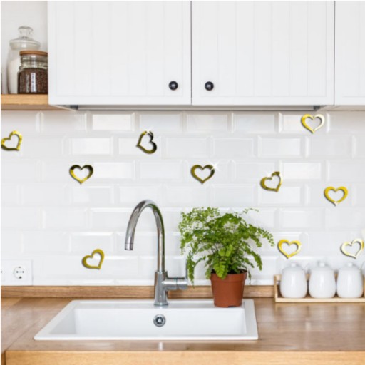 آینه تزیینی 6 عددی مدل قلب رنگ مسی برای زیباسازی منزل
