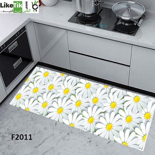 فرشینه مخمل لایکتیک سه لایه سایز 100 در 140 طرح گل آشپزخانه کد F 2011