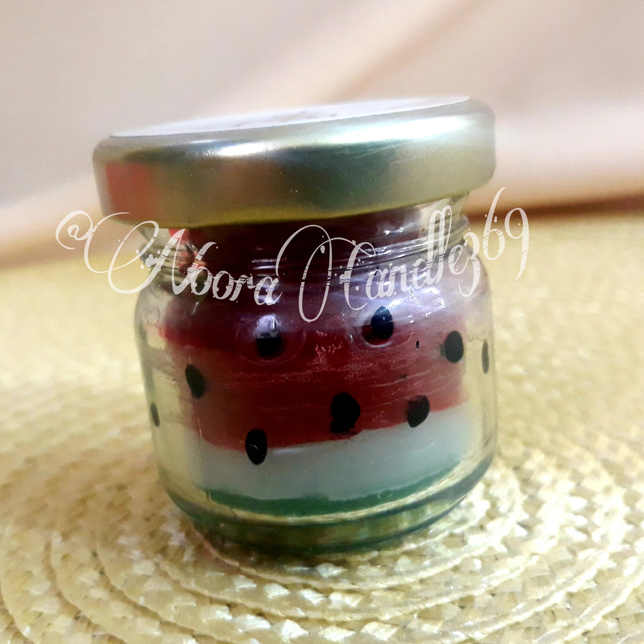 شمع شیشه مینیاتوری طرح هندوانه