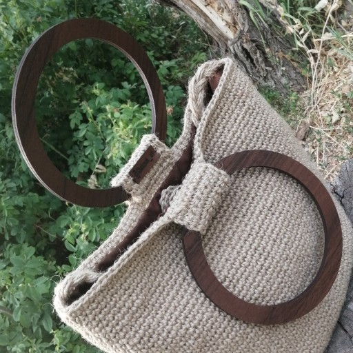 کیف کنفی با دسته چوبی