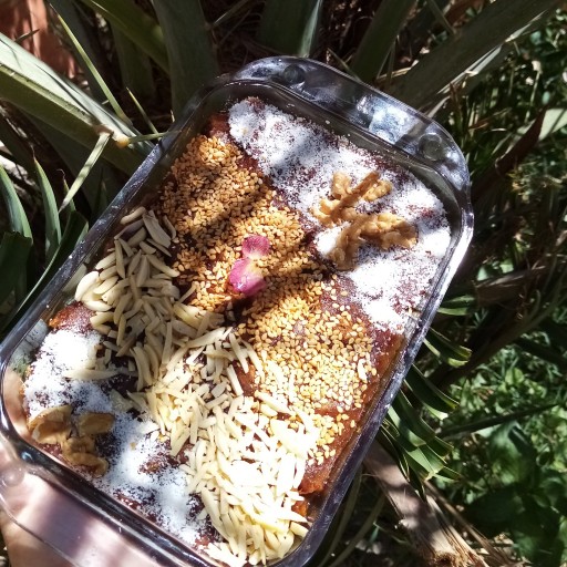 حلوا خرمایی بوشهری، با مغز گردو روغن خوراکی 500گرمی