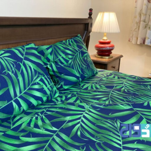 روتختی کشدار تخت دونفره عرض180 طرح هاوایی (رنگ سبز)