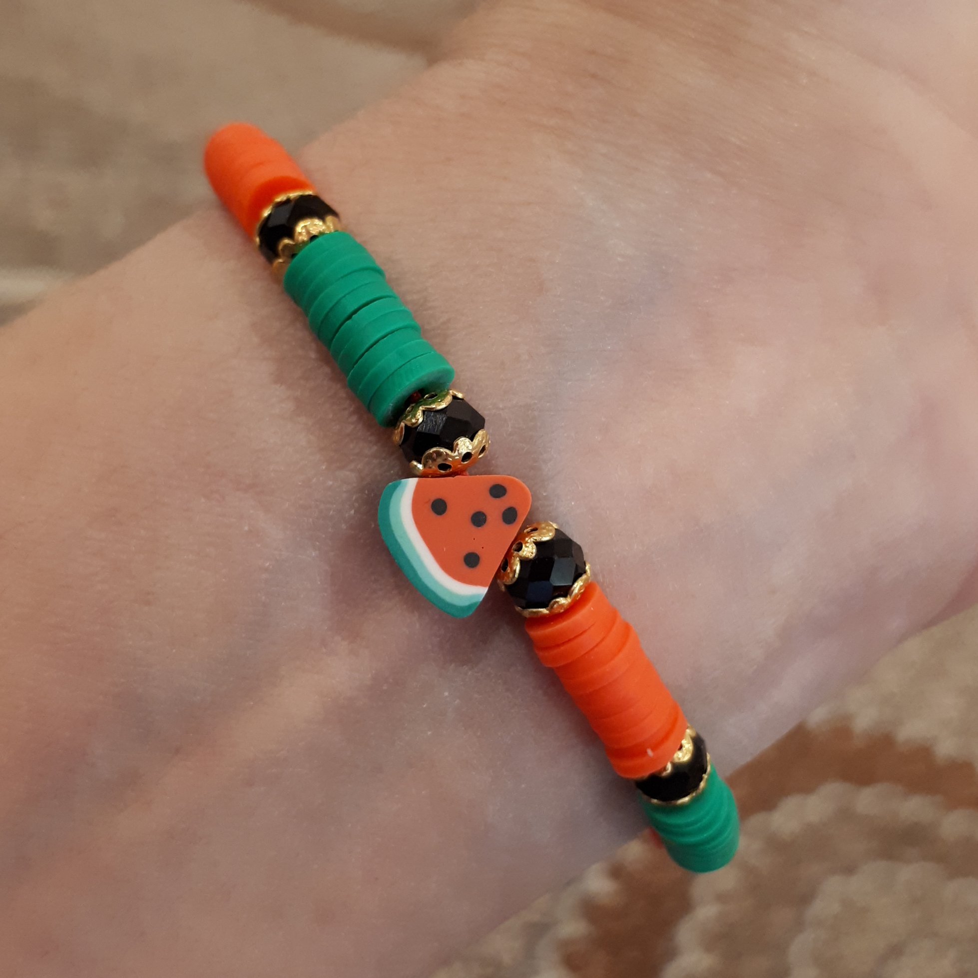 دستبند واشری  یلدائی هندوانه قابل تنظیم با دست 