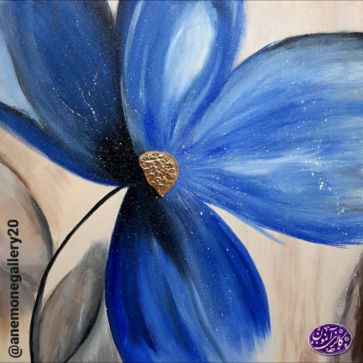 تابلو نقاشی گل آبی