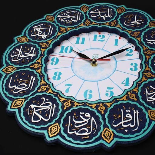 تابلو برجسته ساعت لوح هنر طرح دوازده امام علیهما السلام کد 206