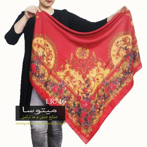روسری ترکمن تابستانه قرمز