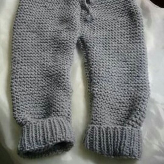 شلوار دست بافت طوسی روشن