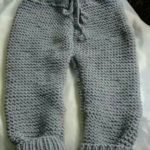 شلوار دست بافت طوسی روشن