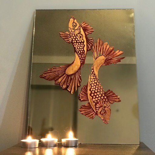 آینه زیبا مناسب سفره هفتسین با طرح برجسته ی ماهی