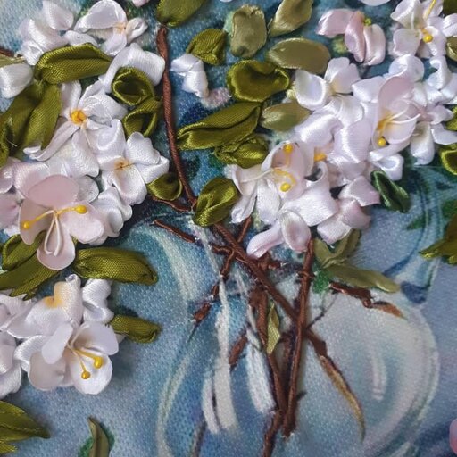 تابلو روبان دوزی شکوفه