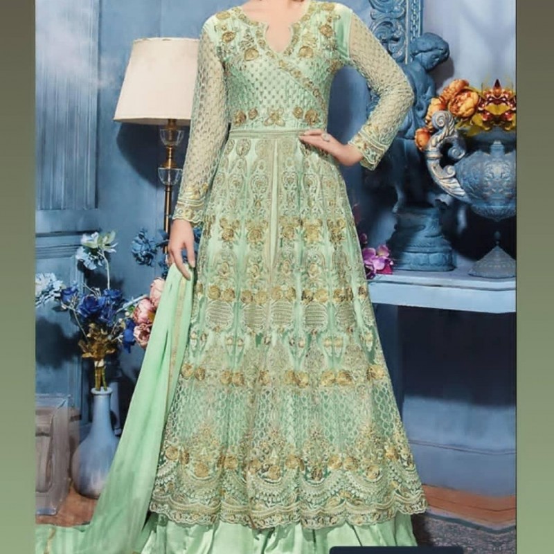 لباس مجلسی هندی نیمه دوخته تور گلدوزی2029فقط فروش آنلاین