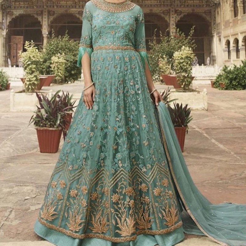 لباس مجلسی هندی برش خورده تور گلدوزی  2036فقط فروش آنلاین