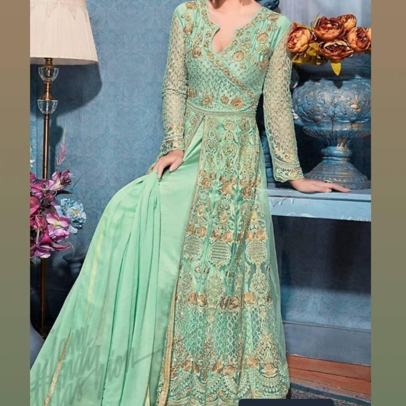 لباس مجلسی هندی نیمه دوخته تور گلدوزی2029فقط فروش آنلاین