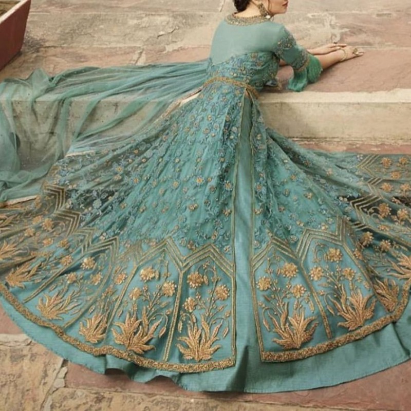 لباس مجلسی هندی برش خورده تور گلدوزی  2036فقط فروش آنلاین