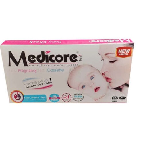تست تشخیص سریع بارداری (بی بی چک) مدیکور مدل Cassette بسته 102 عددی تاریخ دار