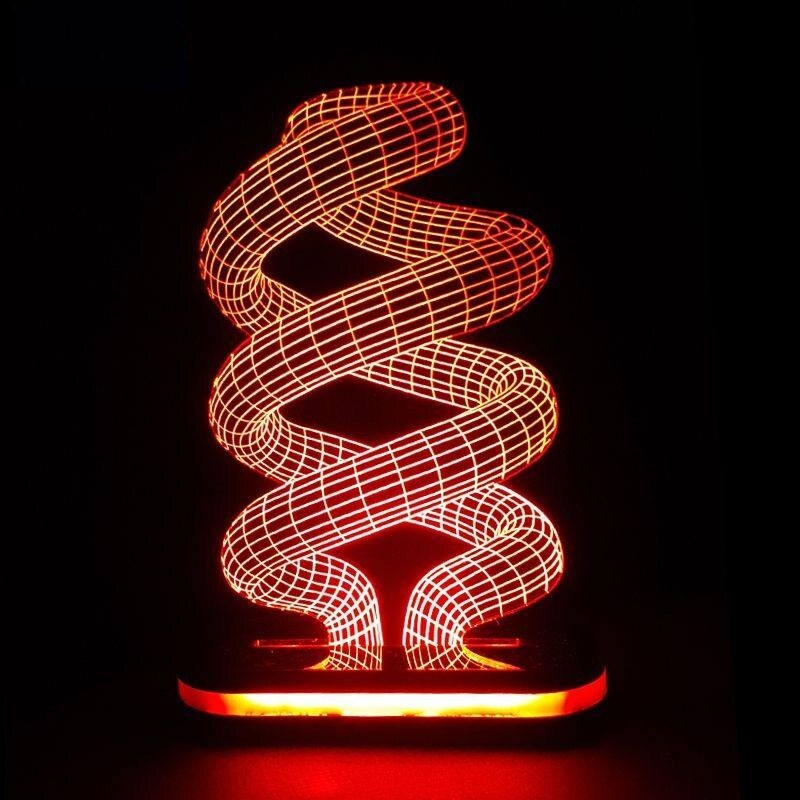 چراغ خواب و تزئینی سه بعدی طرح لامپ کم مصرف