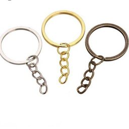حلقه جاکلیدی نقره ای و طلایی و برنز طول3سانت فروش دونه ای 