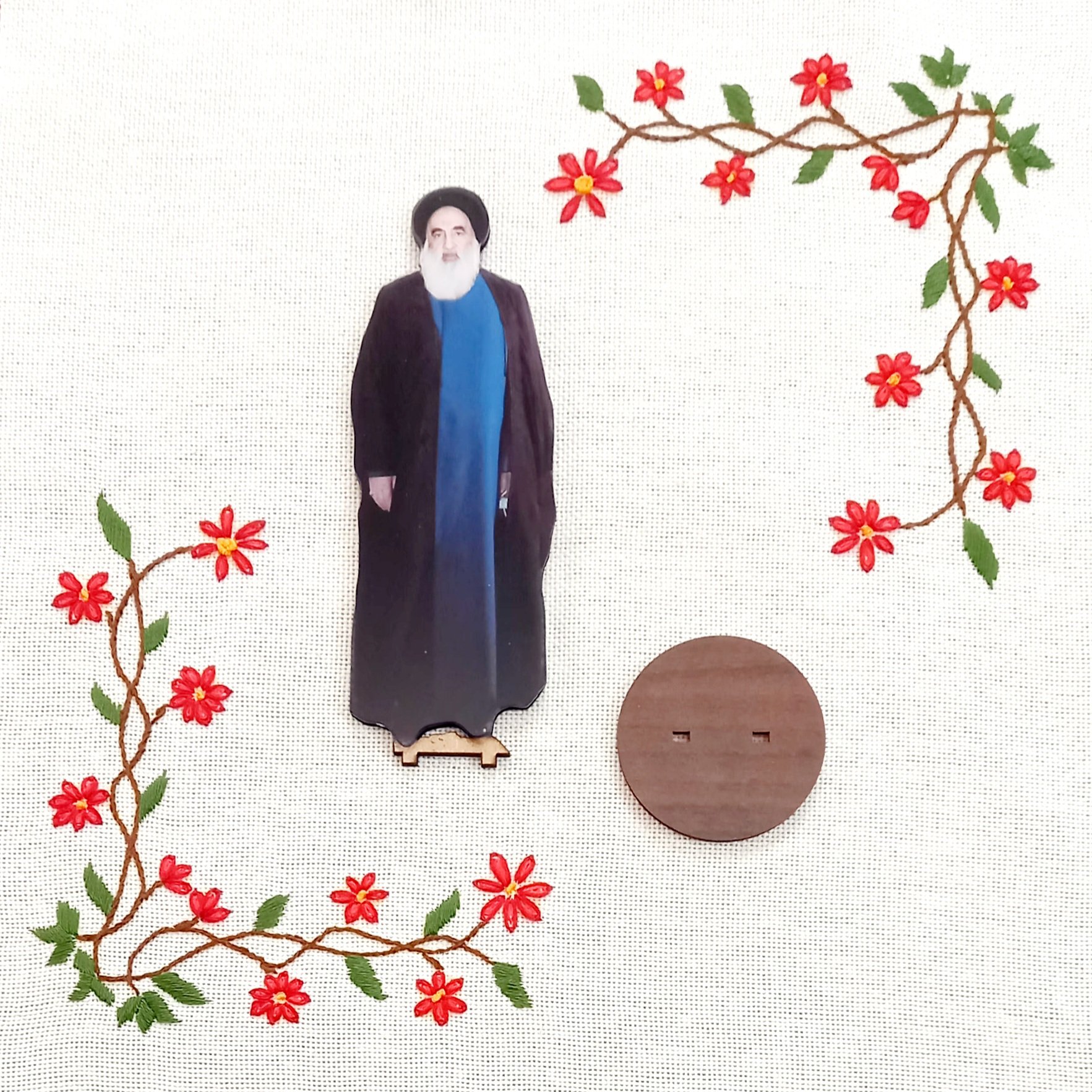 استند رومیزی چوبی تصویر رهبر ی و شهدا  