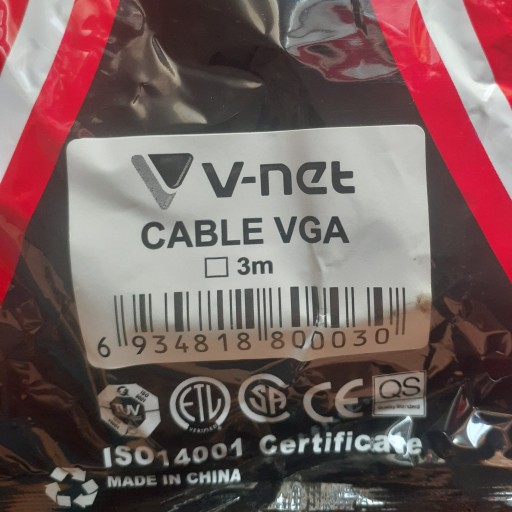 کابل VGA (تصویر) V-net  
طول: 3 متر  
Cable VGA 3m