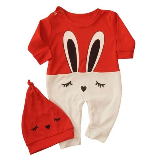 سرهمی نوزادی خرگوش خوابالو قرمز در دو سایز 1 و 2
