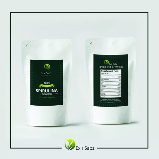 جلبک پودر اسپیرولینا بسته ی 500 گرمی خوراکی انسانی اکسیر سبز