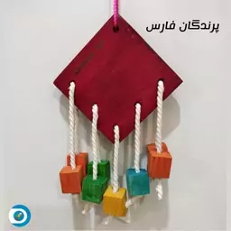 آویز قفسی چوبی مدل کیوب رنگ آمیزی شده با رنگ خوراکی