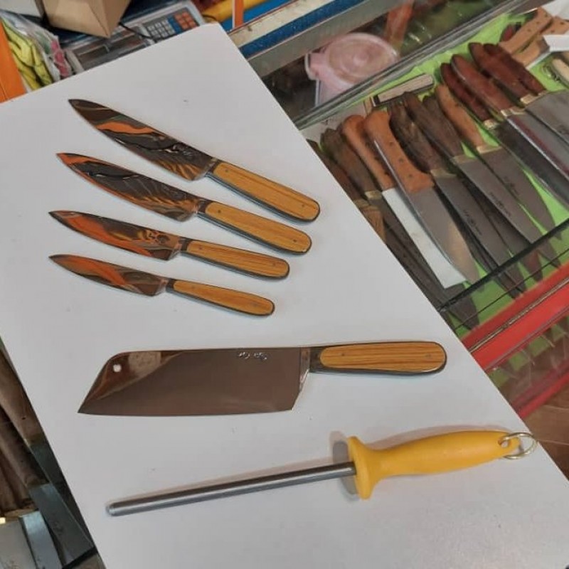 ست کامل چاقو و ساطور با استند مخصوص جهیزیه و آشپزخانه
