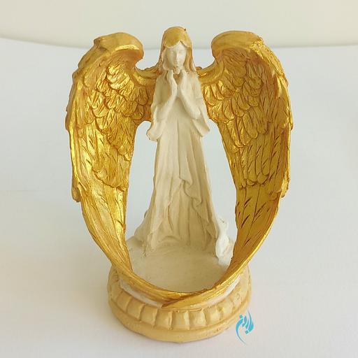 مجسمه فرشته سایز کوچک .. دکوری و جاشمعی  .. کرم طلایی .. پلی استر  .. ضدآب