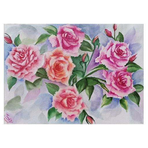 نقاشی آبرنگ گلهای رز
