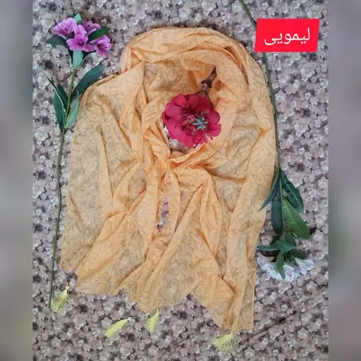 شال حریر زنانه چهارفصل طرح گل و برگ در رنگهای جذاب